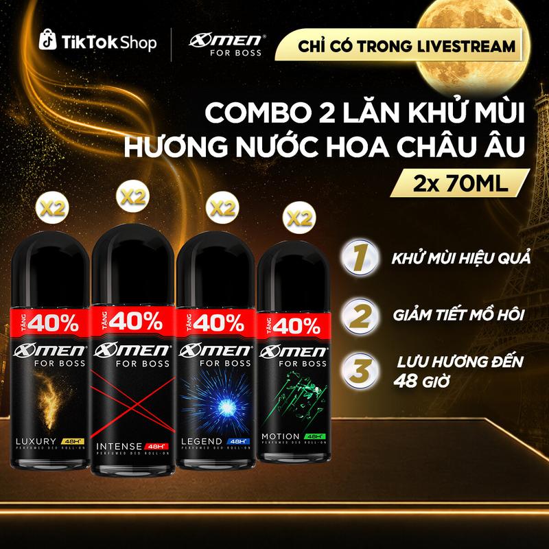 Combo 2 Lăn khử mùi X-Men For Boss Intense/ Luxury/Legend/Motion 70ml/chai - Hư