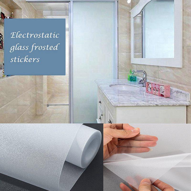 Frosted Opaque Privacy Window Film Black UV Resistant Glass Sticker Bedroom Bathroom Home Decor Film (with Adhesive Back) 2