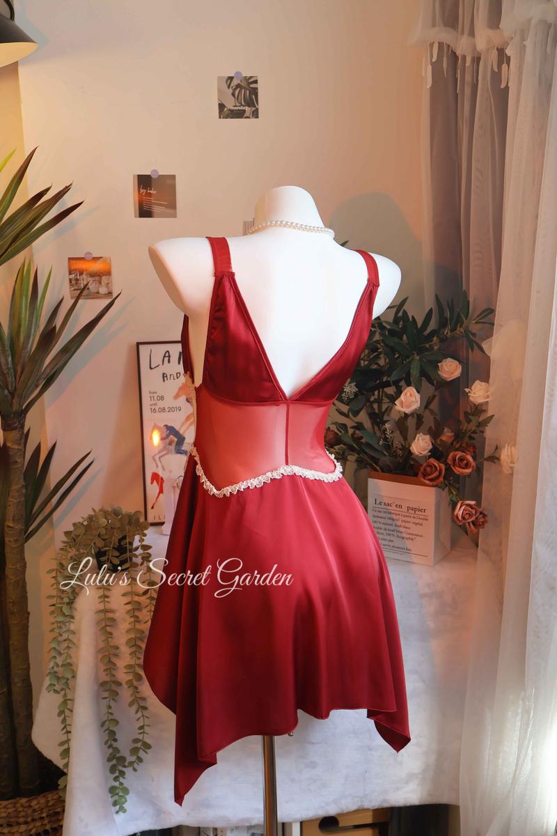 Product Introduction of LULU 1053-Sexy Lace Hollow Solid Color Seductive Camisole Nightdress and Robe Set for Women - Homewear 9