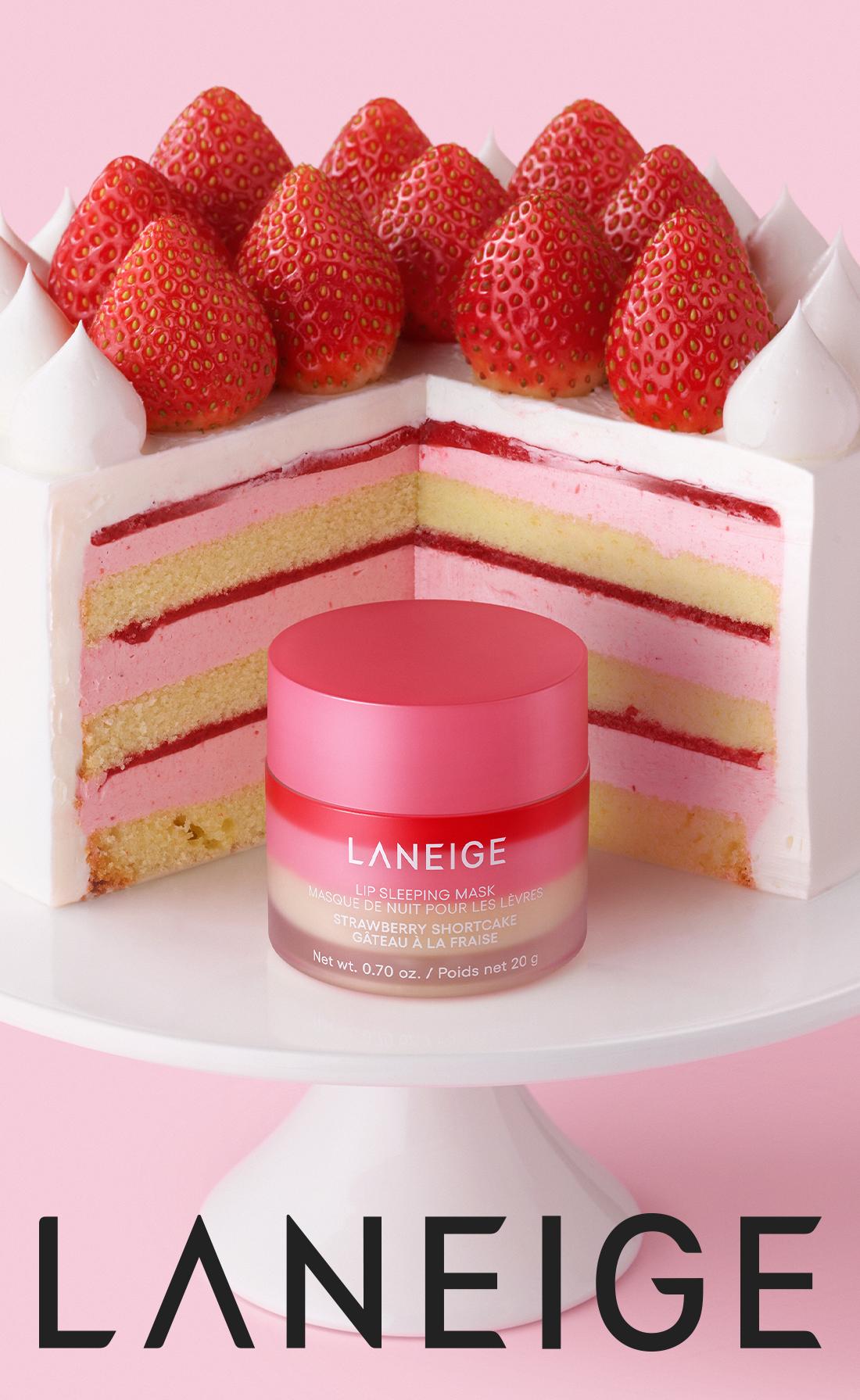 LANEIGE Lip Sleeping Mask Strawberry Shortcake 20g - Masker Bibir Malam, Melembapkan Bibir Kering & Pecah-pecah, Pelembap Bibir
