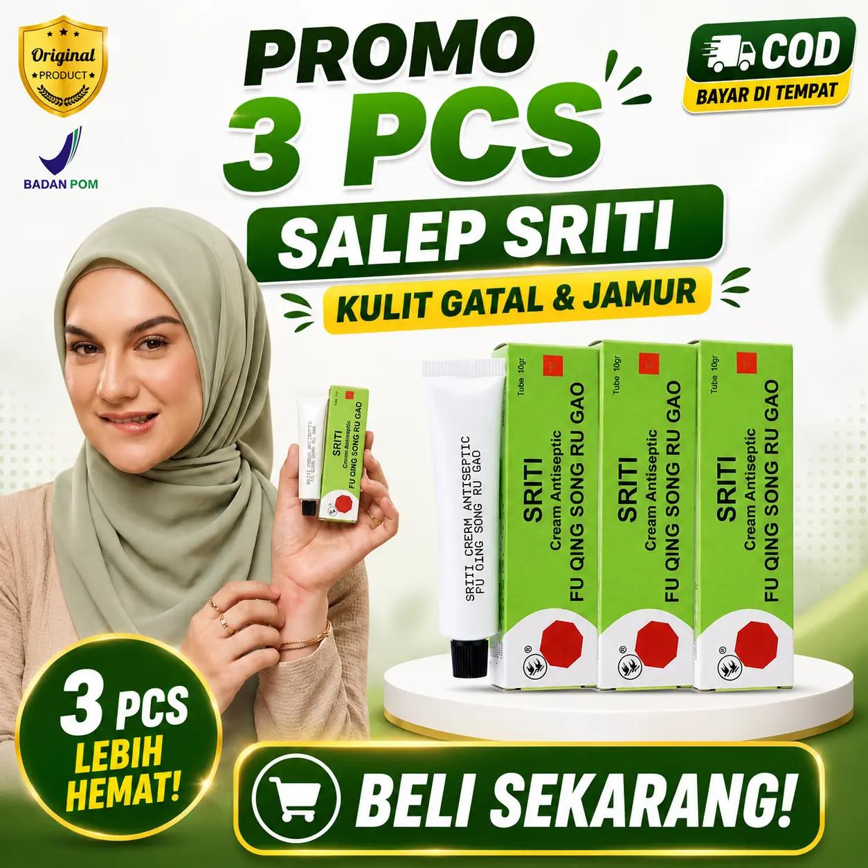 [PROMO 3PCS] SALEP SRITI UNTUK GATAL DAN PANU Cream Antibacterial  Antiseptic Atasi Masalah Kulit Jamur, Eksim, Kadas, Kurap (10 Gram)