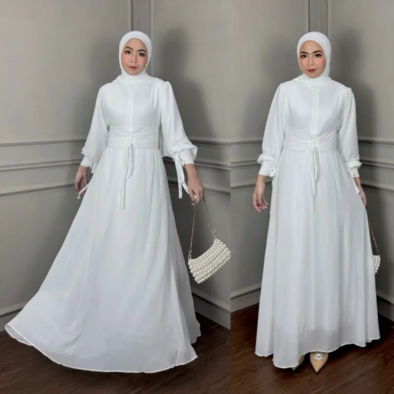 Lively Dress Ceruty Full Puring Gaun Prewedding Baju Kondangan Wanita Bahan Lebar Simple Karet Muslim 4