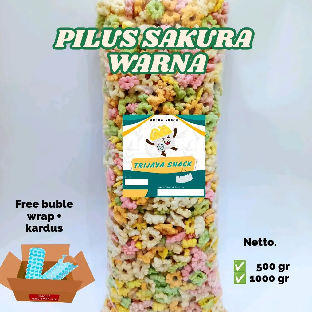 1 KG PILUS SAKURA WARNA / SAKURA WARNA GURIH, RENYAH Cemilan