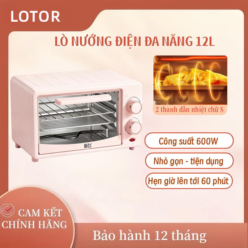 Frestech - Lò Nướng Đa Năng Mini 12L FFF-1202 Màu Hồng Công Suất 600W Dung Tích 12L Điều Khiển Cơ Tiện Dụng Bảo Hành 12 Tháng