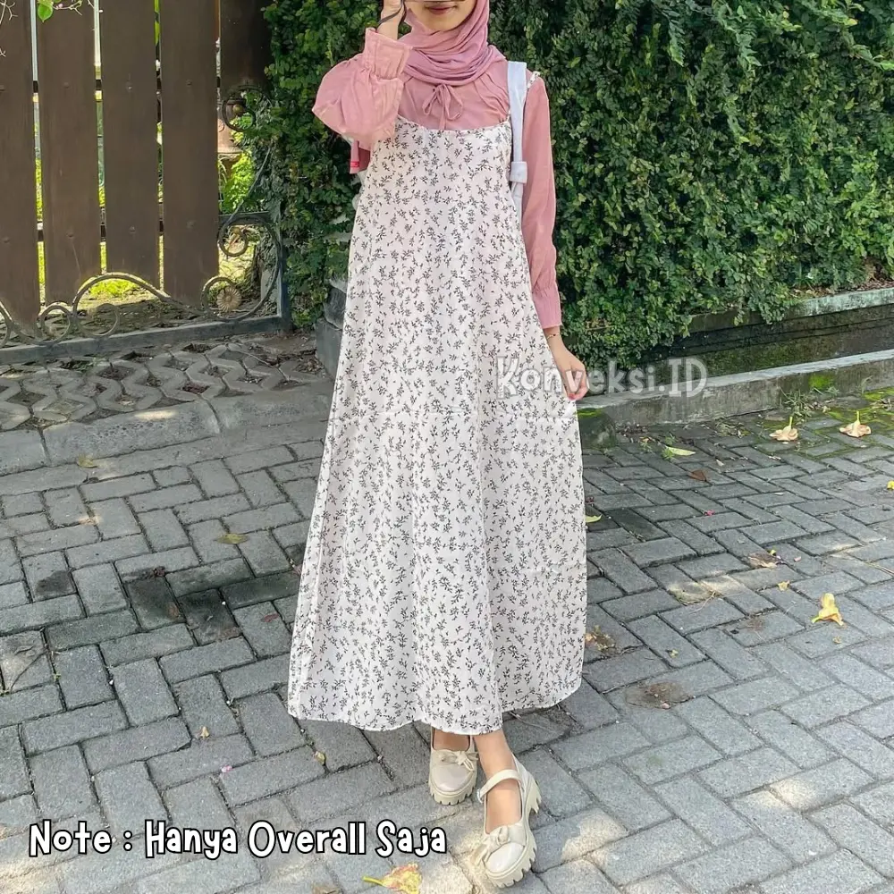 KONVEKSI.ID - Mola Overal Dress Wanita / Overall Dress Panjang Motif Floral Standar Ld 100 dan Bigsize Ld 120 / Sloopy Overall Jumbo Mayung Maxi Outfif Casual Daily Woolpeach