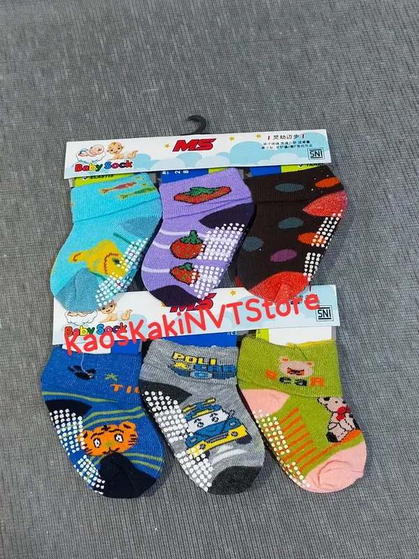 kaos kaki baby isi 3 antislip lipat cewe cowo 2