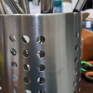 SUBRON Tempat Sumpit Sendok Sedotan Stainless Steel Restoran Murah Elegan Gambar