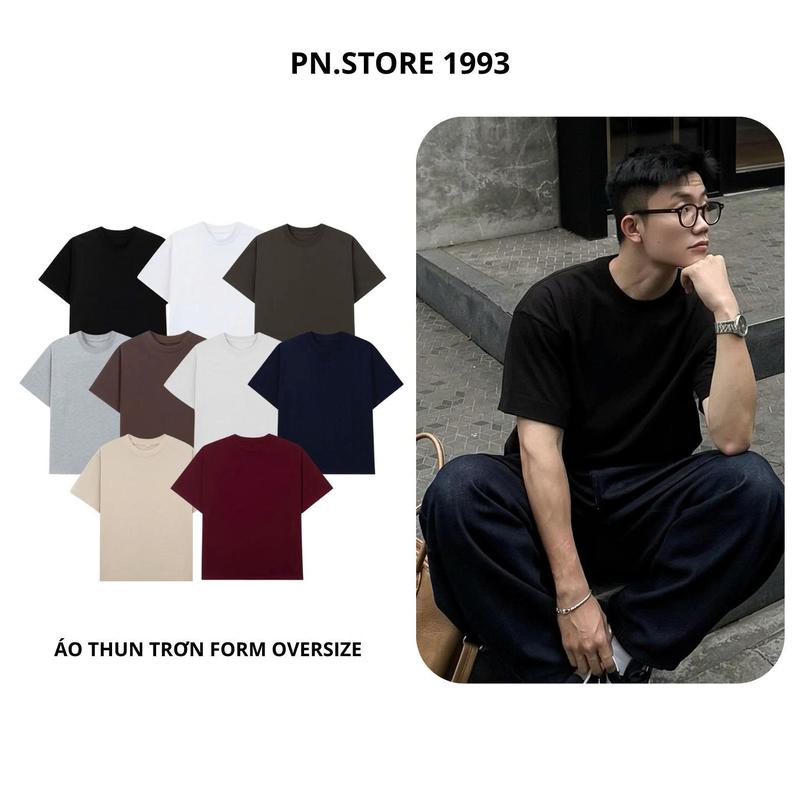 DEAL MỞ BÁN Áo Thun TRơn Nam Nữ Form Oversize PN.store Cotton Premium Full Color Cổ Tròn Nam Nữ