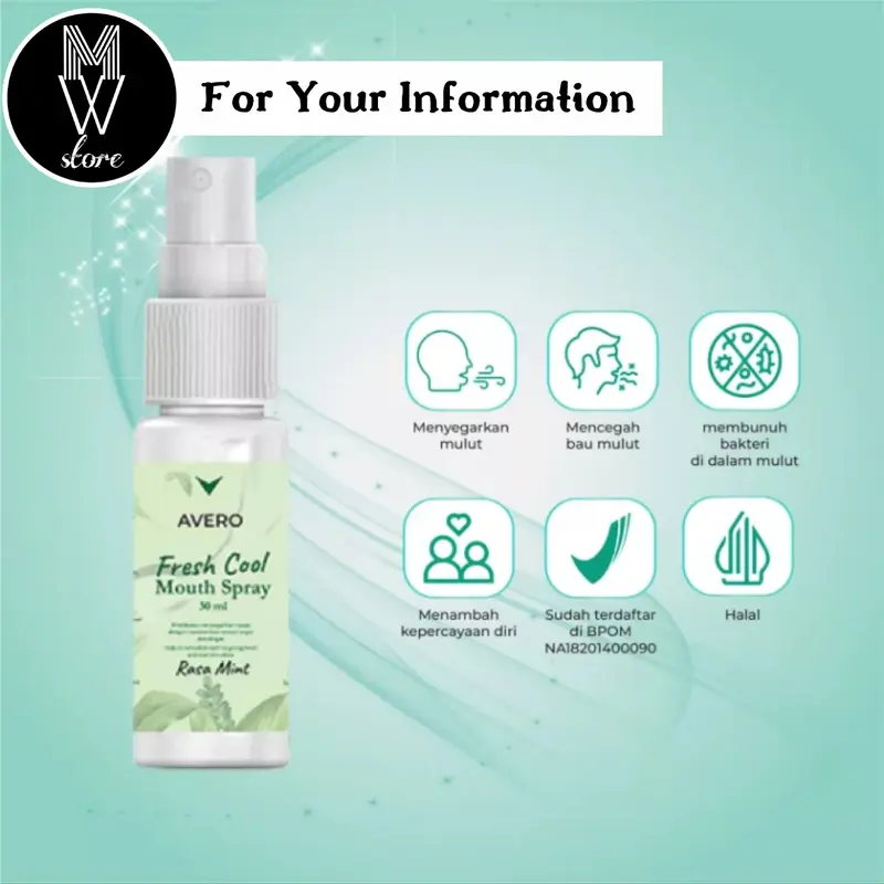 AVERO Fresh Cool Mouth Spray, AVERO Sweet Gum Mouth Spray, Parfum Mulut BPOM, 100% Original dan Best Seller 2