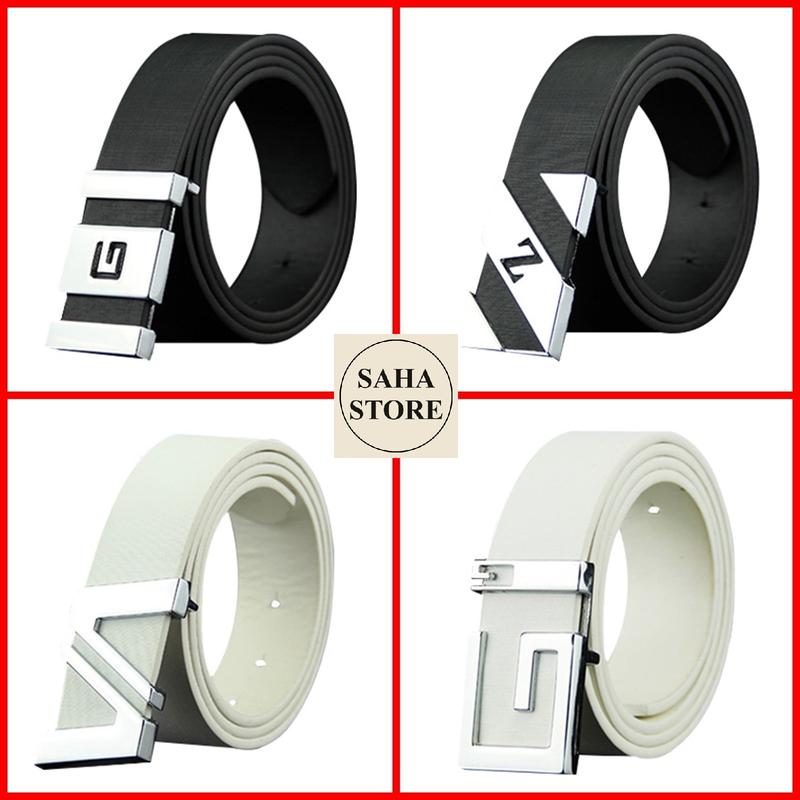 Thắt lưng nam hàn quốc SAHA501 mặt chữ H G V Z dây nịt da trơn công sở đẹp đen nâu trắng giá rẻ sang trọng cá tính