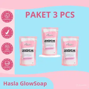 [HEMAT 3 PCS] Hasla Beauty Glow Soap Sabun Brightening Booster Sabun Memutihkan Badan Mencerahkan Wajah Kusam Glowing Menghilangkan Jerawat Muka Bersertifikat BPOM