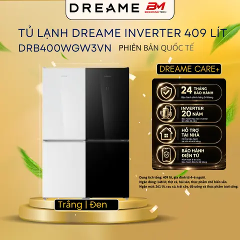 Tủ lạnh Dreame Inverter DRB400WGB3VN - DRB400WGW3VN/ 409 lít - Thiết Kế Hiện Đại