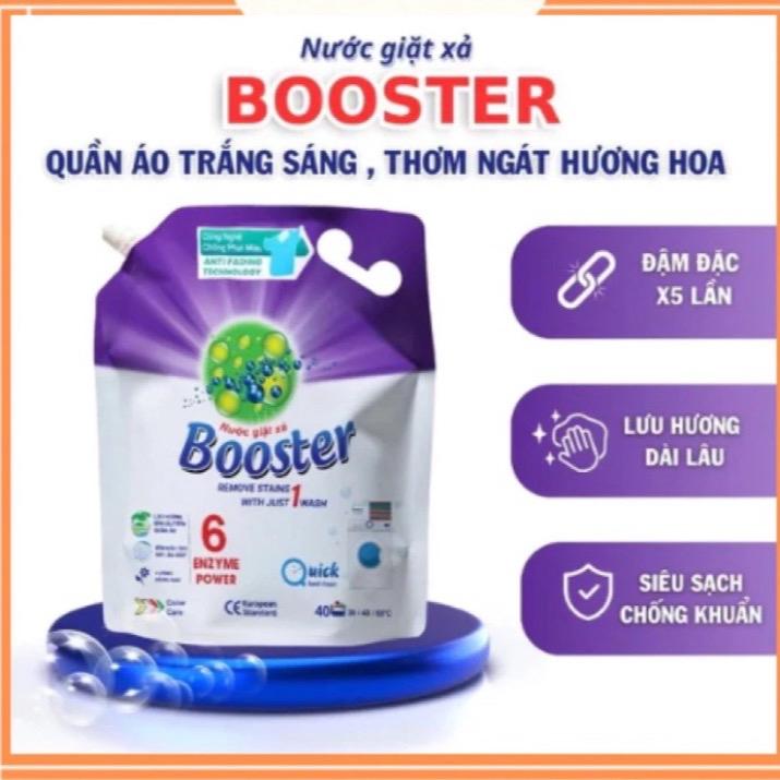 Thùng 4 túi nước giặt xả BOOSTER hương nắng mai 3,2l túi Làm Sạch diệt khuẩn lưu hương Kháng khuẩn