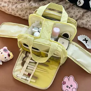 TANTOMI Tas Kosmetik Ringan Besar 6L dengan 4 Kompartemen Tas Perjalanan Wanita Tas Toiletry Mudah Dibuka untuk Aksesori dan Peralatan Mandi