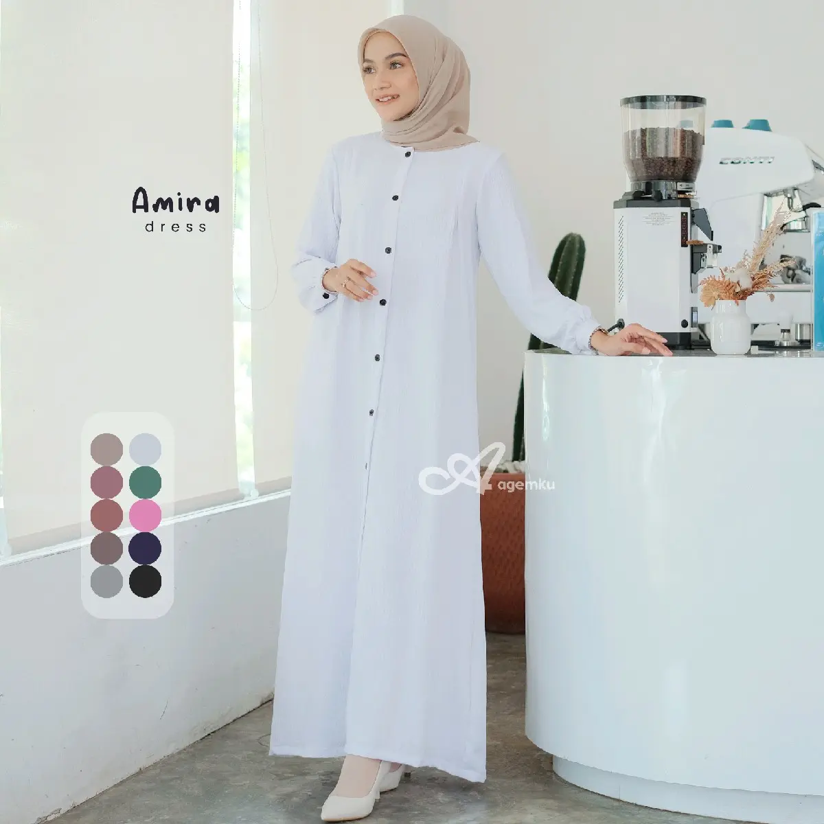Amira Dress - Gamis Kekinian READY Small Big Size JUMBO Slim Look Busui Friendly