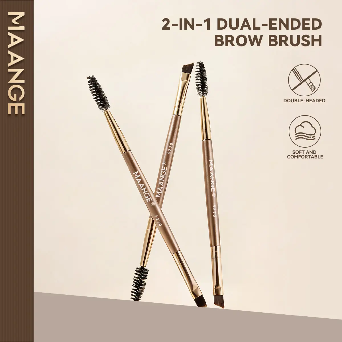 MAANGE Kuas Alis 2-in-1 Double-Headed – Angled Brow Brush & Spoolie Spiral Adjustable MAG5270