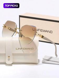 Lentes de sol sin montura elegantes y ligeros, lentes de sol con marco geométrico casual y moderno para mujeres, accesorios de moda para uso diario y actividades al aire libre