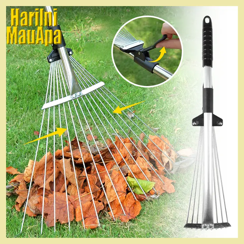 Sapu Garuk Taman Anti Karat Bahan Carbon Steel Cakar Kawat Besi Cocok Sapu Daun Sampah Plastik Grosir Murah COD cangkul  garuk  rumput  baja  ori