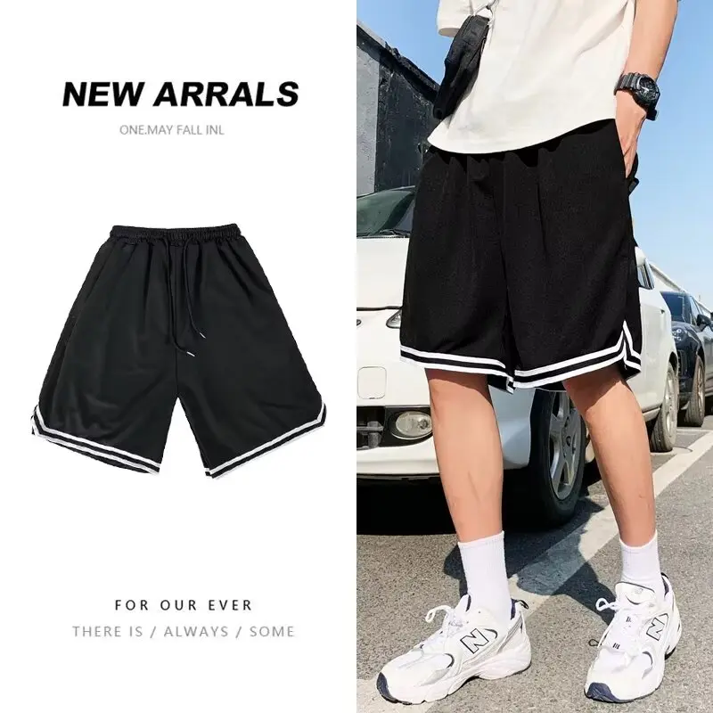 American students basketball pants training fitness running shorts men's loose casual knee-length pants in summer.