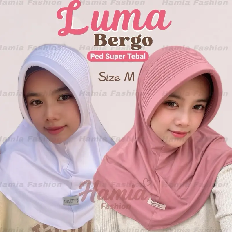 Luma Bergo Ped Tebal 7 mm Size M Bahan Spandex Jersey Adem untuk Sekolah Nyaman Kerudung Instan Jilbab Panjang