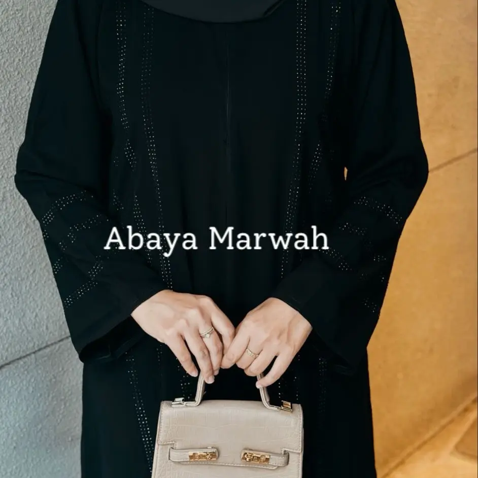 Abaya Muslim Wanita Mewah ALKHATIB Hitam Motif Marwah Bahan Jetblack Grade A - Dress, Syari, Umroh, Bordir, Turki, Gold, Arab