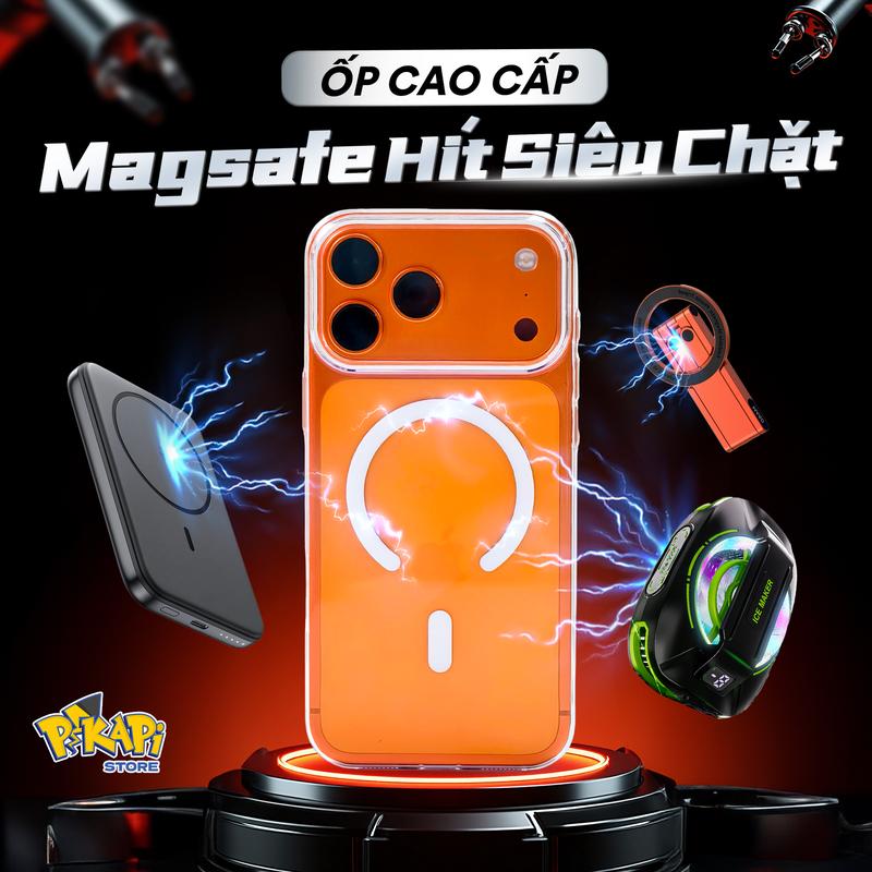 Ốp lưng iPhone Magsafe trong suốt HÍT NAM CHÂM SIÊU CHẶT viền silicon chống sốc lưng nhựa cứng chống ố