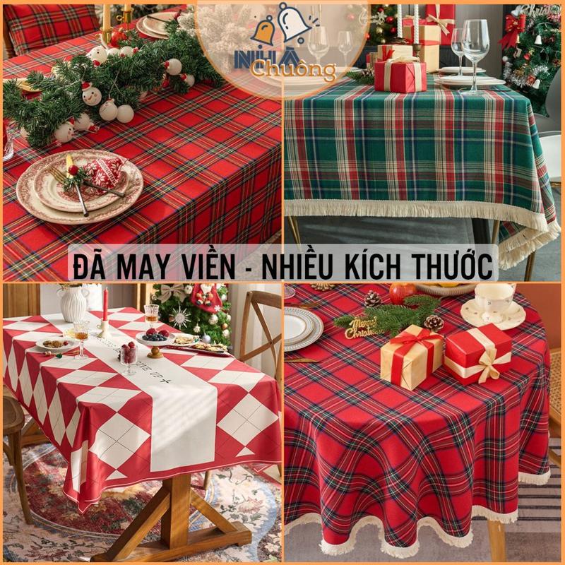  Khăn Trải Bàn Giáng Sinh 2026 Khăn Trải Bàn Noel Vải Kẻ Caro Trang Trí Lễ Hội Tiệc Tết Cuối Năm 
