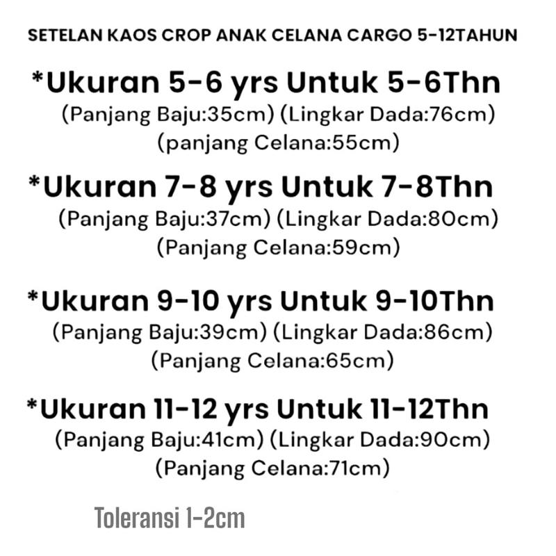 Product Introduction of Setelan Anak Umur 5-12 Tahun Kaos CROP Dan Celana Cargo BEAR LOTSO Baju Perempuan Fashion 2