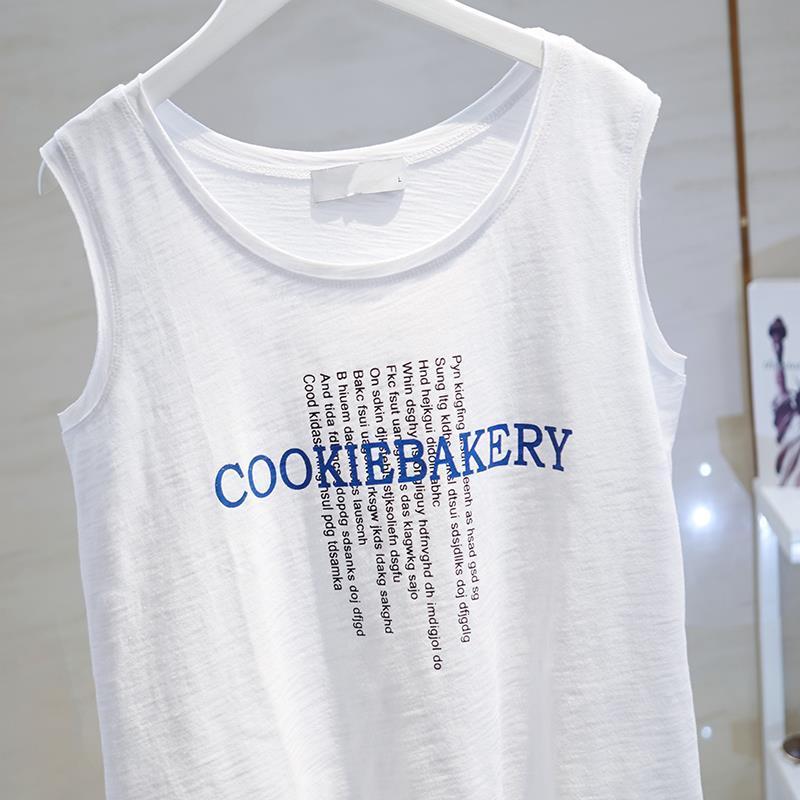 Áo Vest Thể Thao Cotton Cho Nữ, Áo Mùa Hè Có Thể Mặc Bên Ngoài Slub, Có Thể Mặc Bên Trong, Người Nổi Tiếng Trên Internet, Áo Thun Không Tay Dáng Rộng, Dây Đeo Tập Thể Dục, Áo Lớp Đế 4