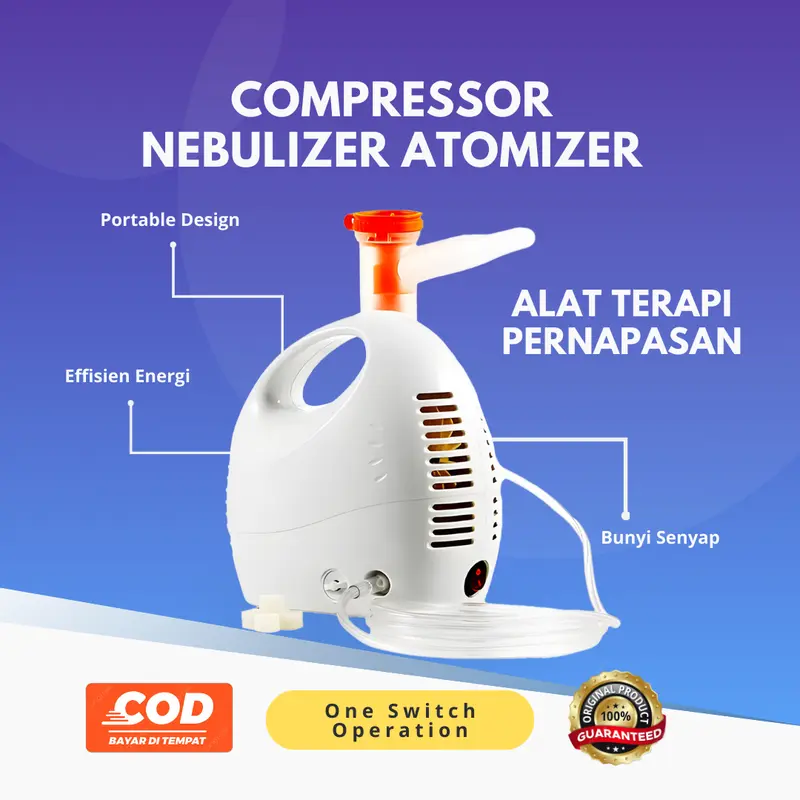 Alat Terapi Pernapasan Anak Dewasa Lansia Compressor Nebulizer Atomizer TaffOMICRON GS-302 0
