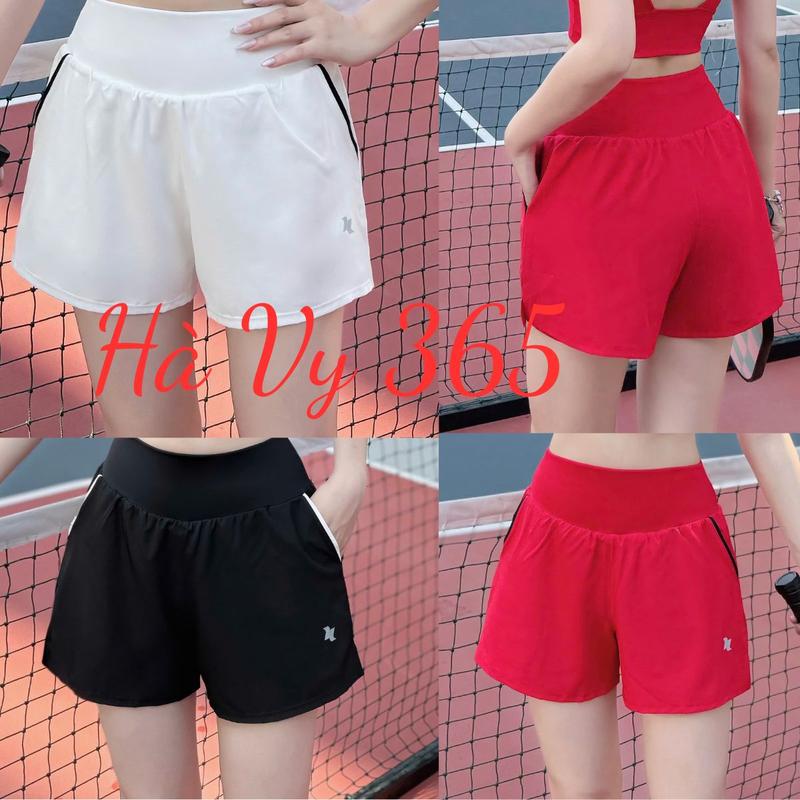 Quần Đùi 2 lớp Túi phối Tập Thể Thao Nữ Tập Gym Yoga Aerobic chạy bộ pickleball thể thao