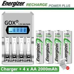 Paket Baterai Isi Ulang Energizer - AA/AAA 1.2V 2000/800mAh dengan Pengisi Daya Berlayar LCD yang Ditingkatkan