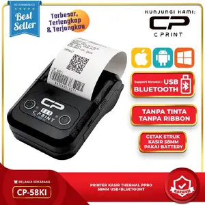 [COD] Printer Bluetooth Mini Portable Thermal CP-58KI untuk Cetak struk PPOB struk TokennListrik PulsaPertamini - Garansi 1 Tahun Label
