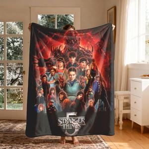 Manta de franela con temática de Temporada 5 de Stranger Things, Espejo Oscuro, grande, suave, ligera y cálida, perfecta para cama, sofá, oficina, camping, viaje, regalo de Navidad