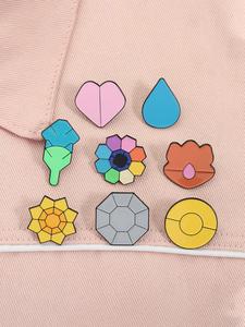 Set de 8 Piezas de Pins de Pokémon, Insignias de Gimnasio, Elementos de Poké Bola, Broches de Aleación Geométricos Multi-Forma, Insignia para Solapa y Mochila, Accesorios de Bisutería de Moda, Regalos para Amigos