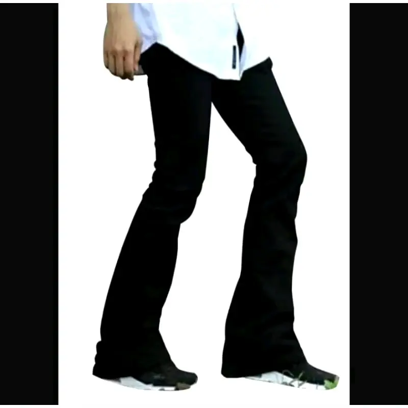 Men's Jeans Cutbray Pria Model Komprang Thn 90an Bahan denim Dewasa Hitam Celana Panjang 2