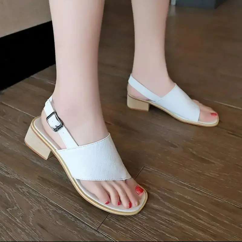 Sepatu Sandal Heels Wanita 3cm Keren Terbaru Elegan Putih Hitam Kuning Coklat Sendal Cewek 0