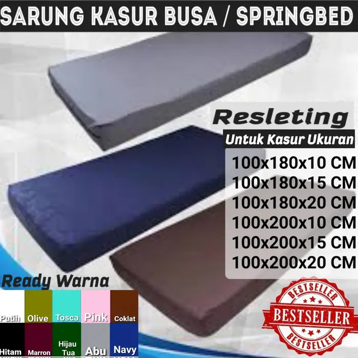Sprei Resleting 100x200 CM, 100x180 CM Untuk Kasur Tinggi 10,15, 20 CM 4