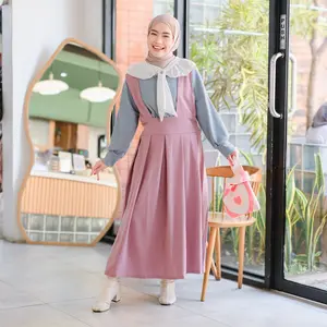 Mybamus Saba Overall Dress Gamis Wanita Jumbo Kekinian Muslim Jumpsuit Baju Gamis Buat Lebaran 2026
