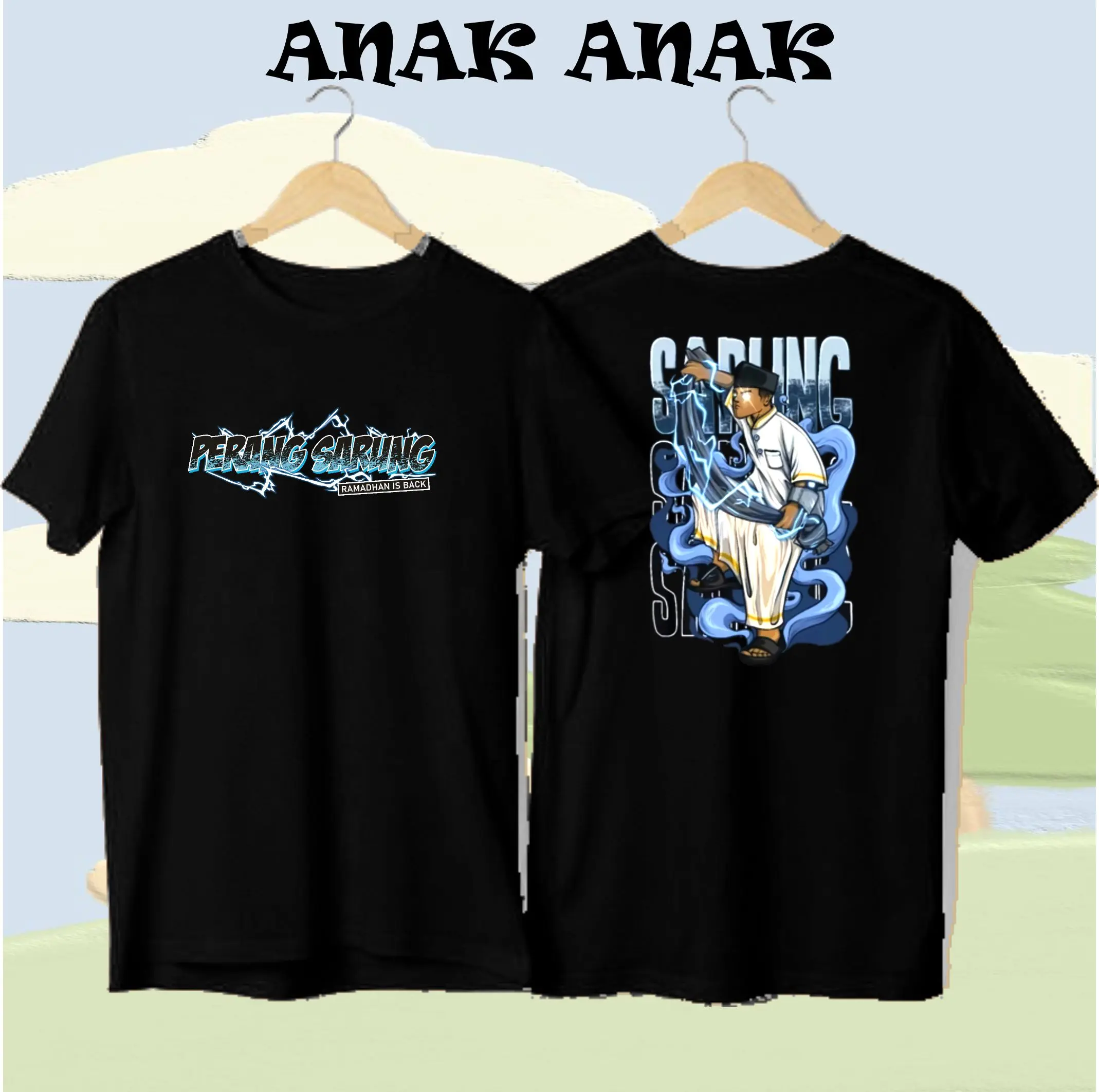 KAOS RAMADHAN IS BACK PERANG SARUNG PETIR BIRU ANAK ANAK PAKAIAN PRIA & PAKAIAN DISTRO