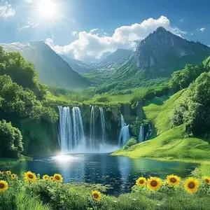 Kain Gantung Ruang Segar, Fotografi Stereo, Lanskap Alam, Kain Latar Belakang Pemandangan, Cocok untuk Dekorasi Ruang Tamu, Penutup Rumah Sewa