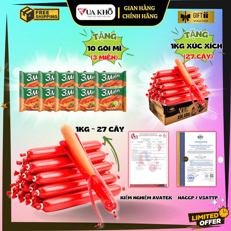 COMBO SIÊU RẺ: 1KG xúc xích ăn liền (SIZE 35gr/cây = 27 cây/kg) - Tặng 1Kg xúc xích + 10 gói mì 3 miền - Đồ ăn vặt snack, Food, ăn liền, Thức Ăn, ăn liền Thịt   đồ ăn nhẹ khô