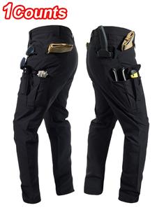 メンズタクティカルワークパンツ、ジッパーポケット付き、ストレートレッグ、カジュアルフィットのスタイル、登山・旅行・アウトドア活動に最適