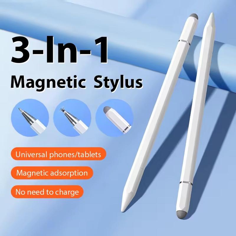 Bút cảm ứng điện dung, TBtic, 3 trong 1, Tương thích với iPad, MatePad, Điện thoại Android và Màn hình cảm ứng, Hút từ tính