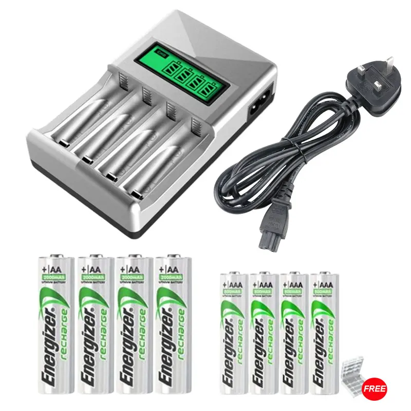 4-8PCS Energizer AA/AAA Rechargeable Battery 900/2450mAh with 4 Slot LCD 