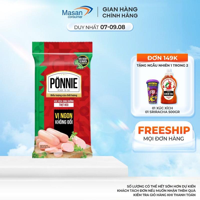 Xúc xích tiệt trùng Ponnie vị Heo 4cây x 70gr
