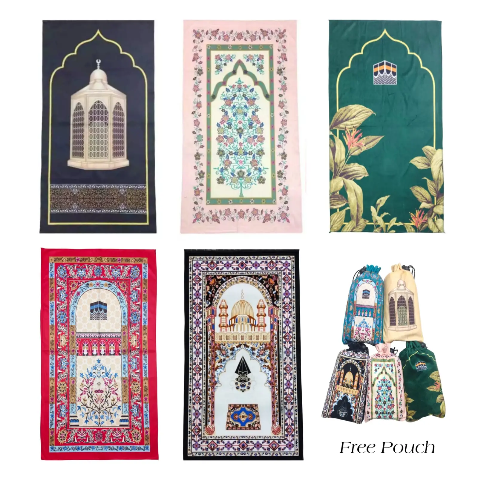 Sajadah Travel Sajadah Turki Free Pouch Bahan Suede Motif Import Fhasion Muslim Ukuran 57x102cm