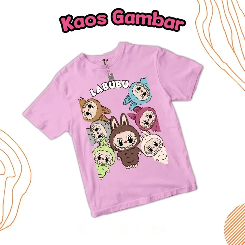 Kaos Anak Unisex Gambar Boneka Colorfull 30S 1 - 10 Tahun Combed Cotton Kids Cewek Cowok labubu Perempuan kaos  anak kaos  labuh Katun Laki-Laki Anak-Anak Fashion Pakaian Pakaian Fashion Pakaian Pakaian 1