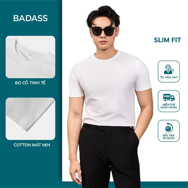 Áo thun trơn cotton mềm mại BADASS áo phông nam nữ trơn có cổ tròn form thể thao 360 Boutique APTOL605 [NEW]
