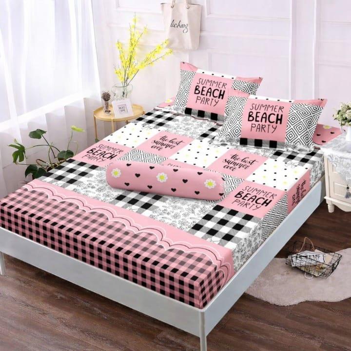 Sprei 180x200 Set Sarung Bantal & Tali Guling Ukuran 160x200 120x200 90x200 Bahan Katun Jepang Premium Sudut Karet Anti Luntur